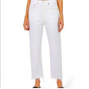 AGOLDE Riley High Rise Straight Leg White Jeans 26